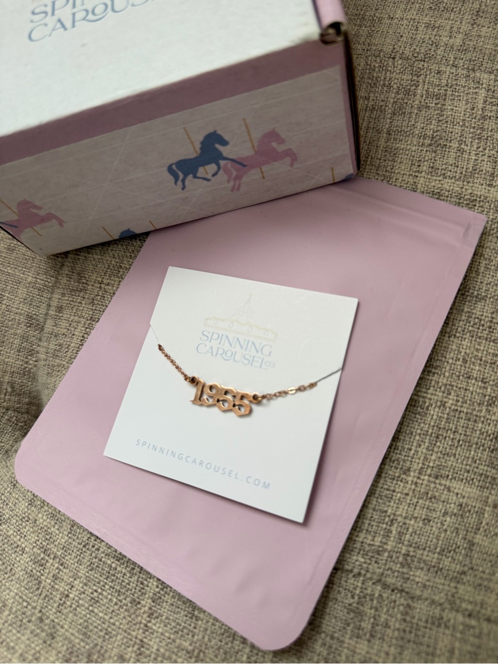 Spinning Carousel 1955 Disneyland Rose Gold Necklace